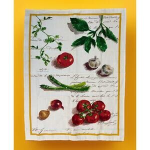 Pair Large Williams Sonoma Kitchen Towel Elegant Vegetables 30.75"x 23.5" cotton